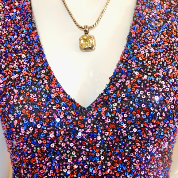 🆕🏷️ Parker Black Audry V-Neck Metallic Beaded Mini Cocktail Dress Sz 4 - Picture 14 of 14